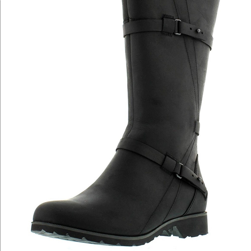 Teva waterproof leather tall black boots 7